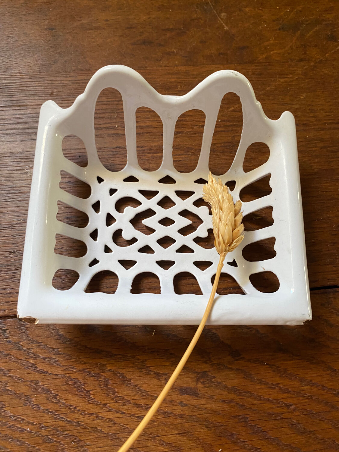 White cast iron soap holder