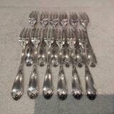 12 silver-plated table forks by goldsmith Ravinet Art Nouveau