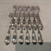 12 silver-plated table forks by goldsmith Ravinet Art Nouveau