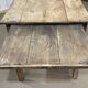 19th century farmhouse table in raw chestnut with original drawer and shelf