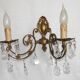 French Vintage Double Bronze & Crystal Wall Light - Stylized Dolphin Detail