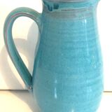 Blue ceramic pitcher