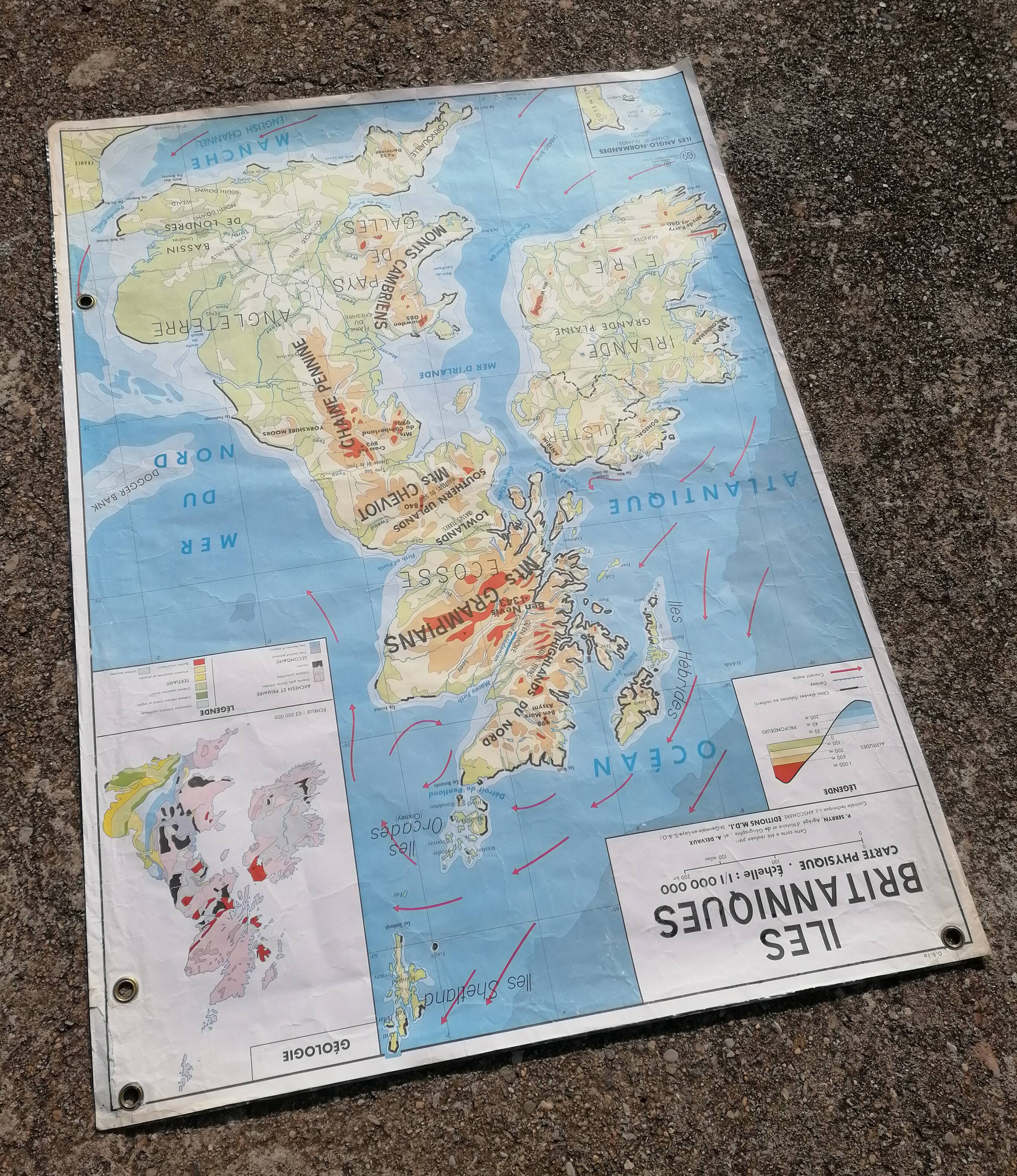 Old vintage British Isles /Benelux mdi map