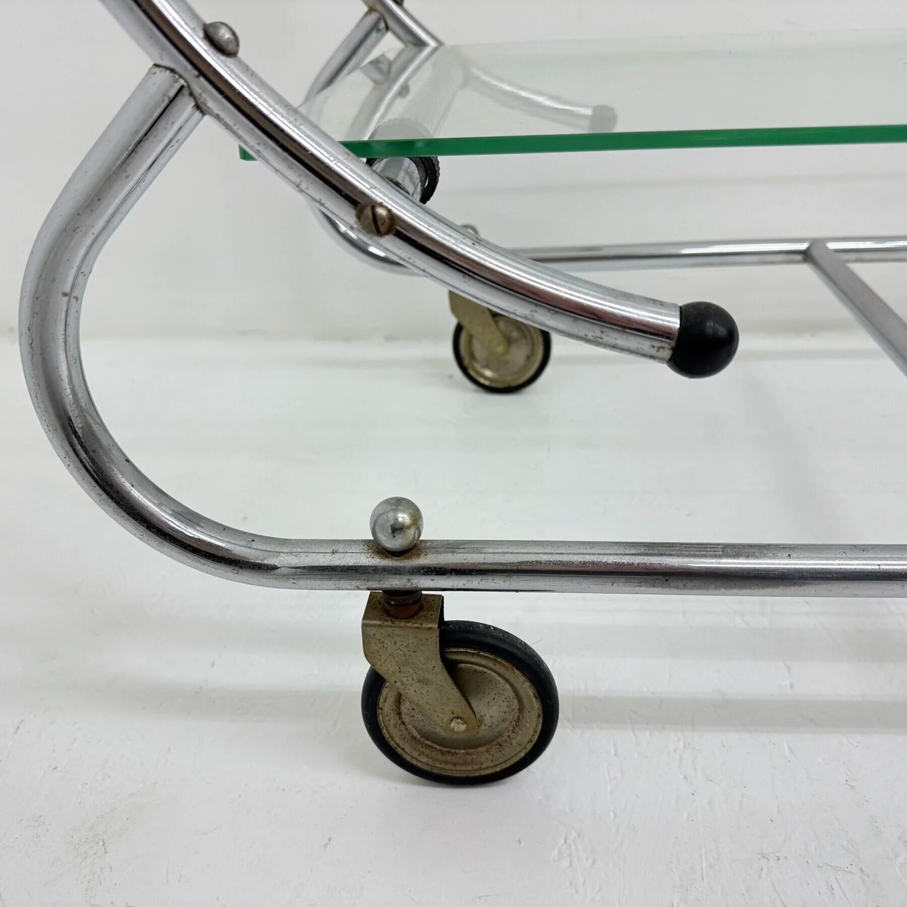 Art deco bar cart trolley chrome tubular, 1930s