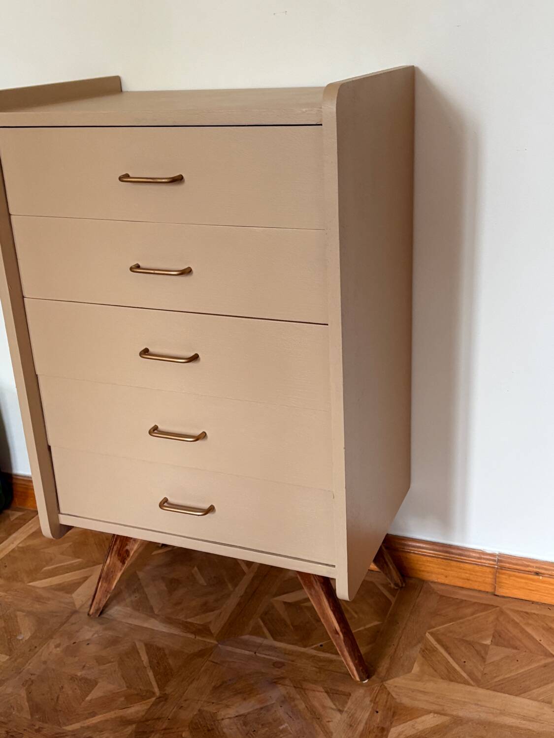 Mocha compass foot chest of drawers