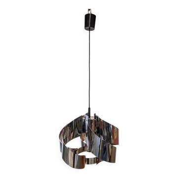 Spiral suspension Space age in chrome metal by Max Sauze, France 1970