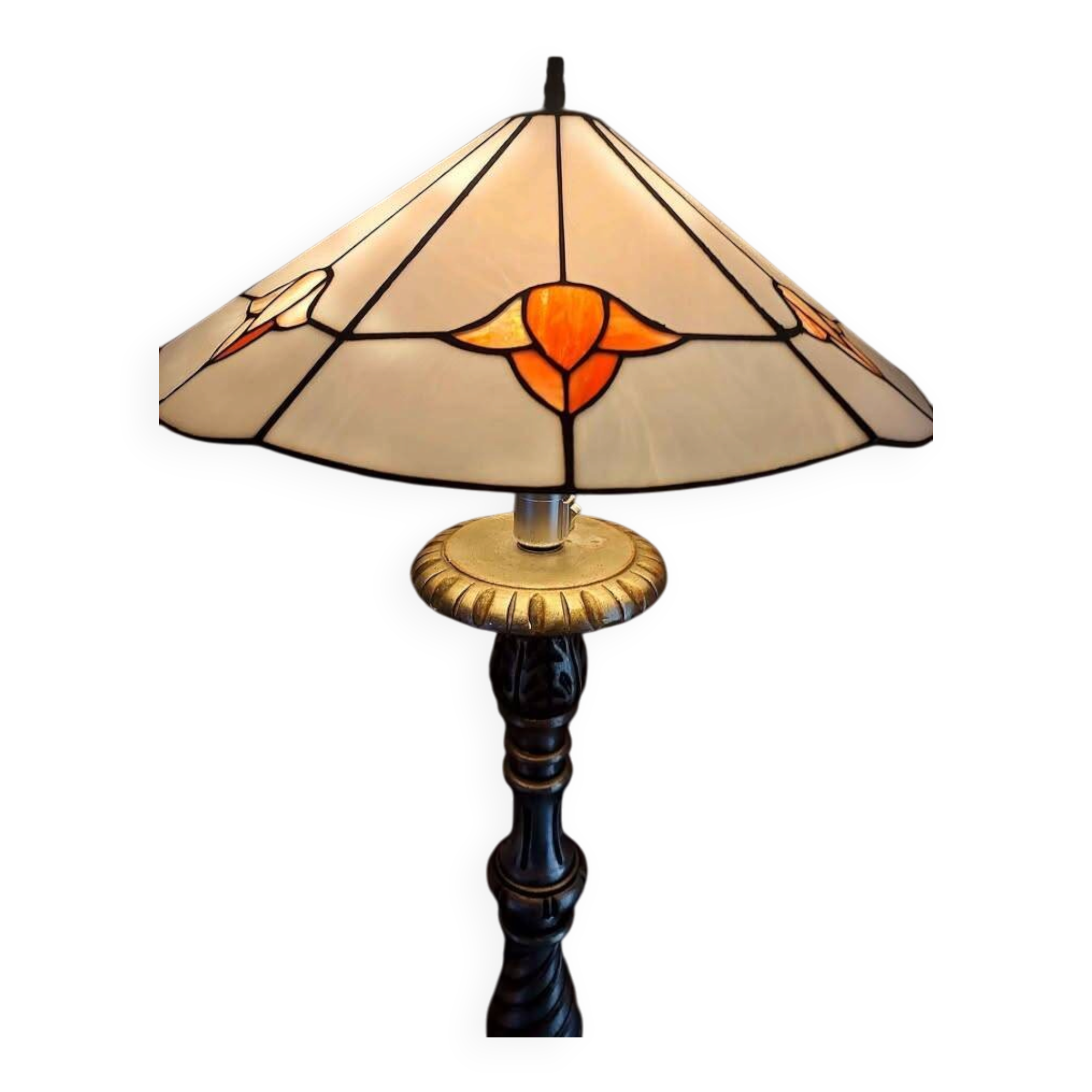 Tiffany floor lamp with stained glass shade
