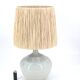 Lampe en céramique grise signée, abat jour en raphia, années 60
