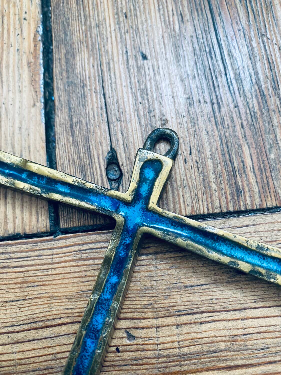 Piéchaud enameled bronze wall cross.