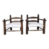 Paire de fauteuils Dudouyt années 50 chêne