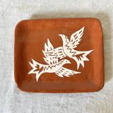 Glazed terracotta pocket tray, bird decor