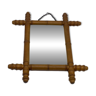 Miroir bois style bambou barbier / vintage