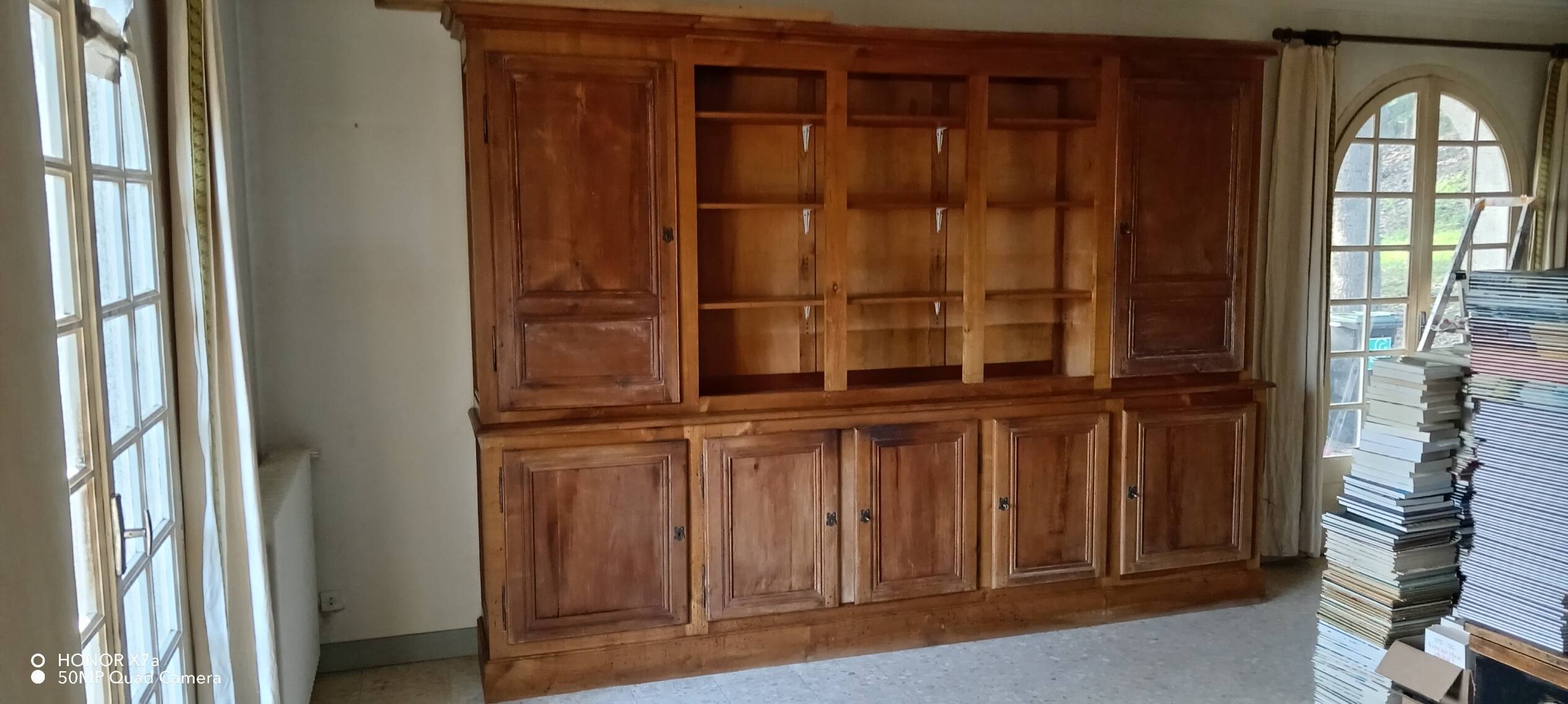 Library in solid cherry wood, Louis Philippe style.