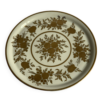 Plat à tarte porcelaine doré