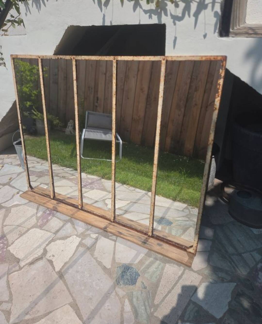 Industrial glass frame mirror