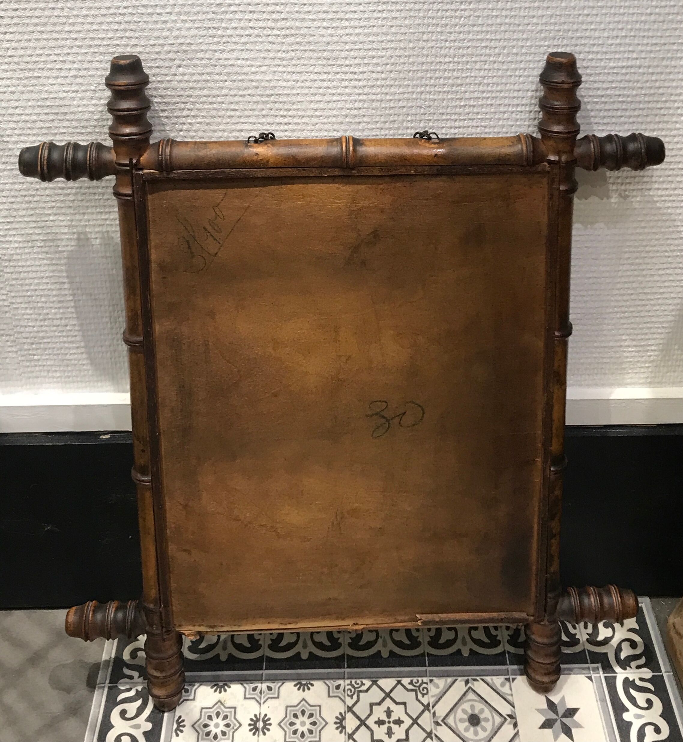 Old turned wood mirror