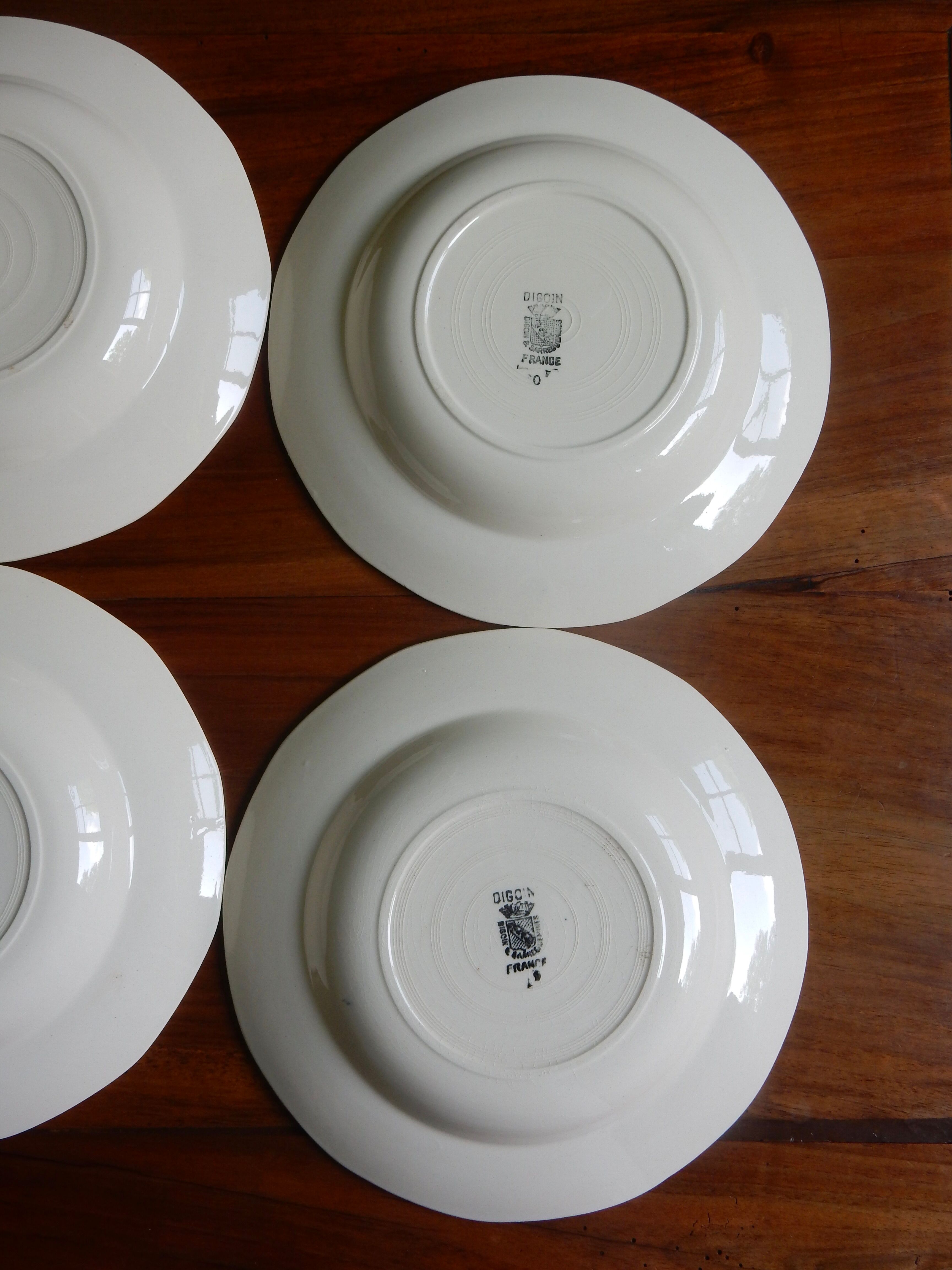 6 hollow plates Digoin Sarreguemines / Pattern Blue Roses
