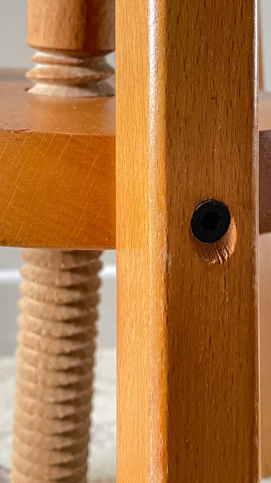 Vintage Solid Beech Screw Stool