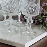 6 stemmed cut crystal water glasses