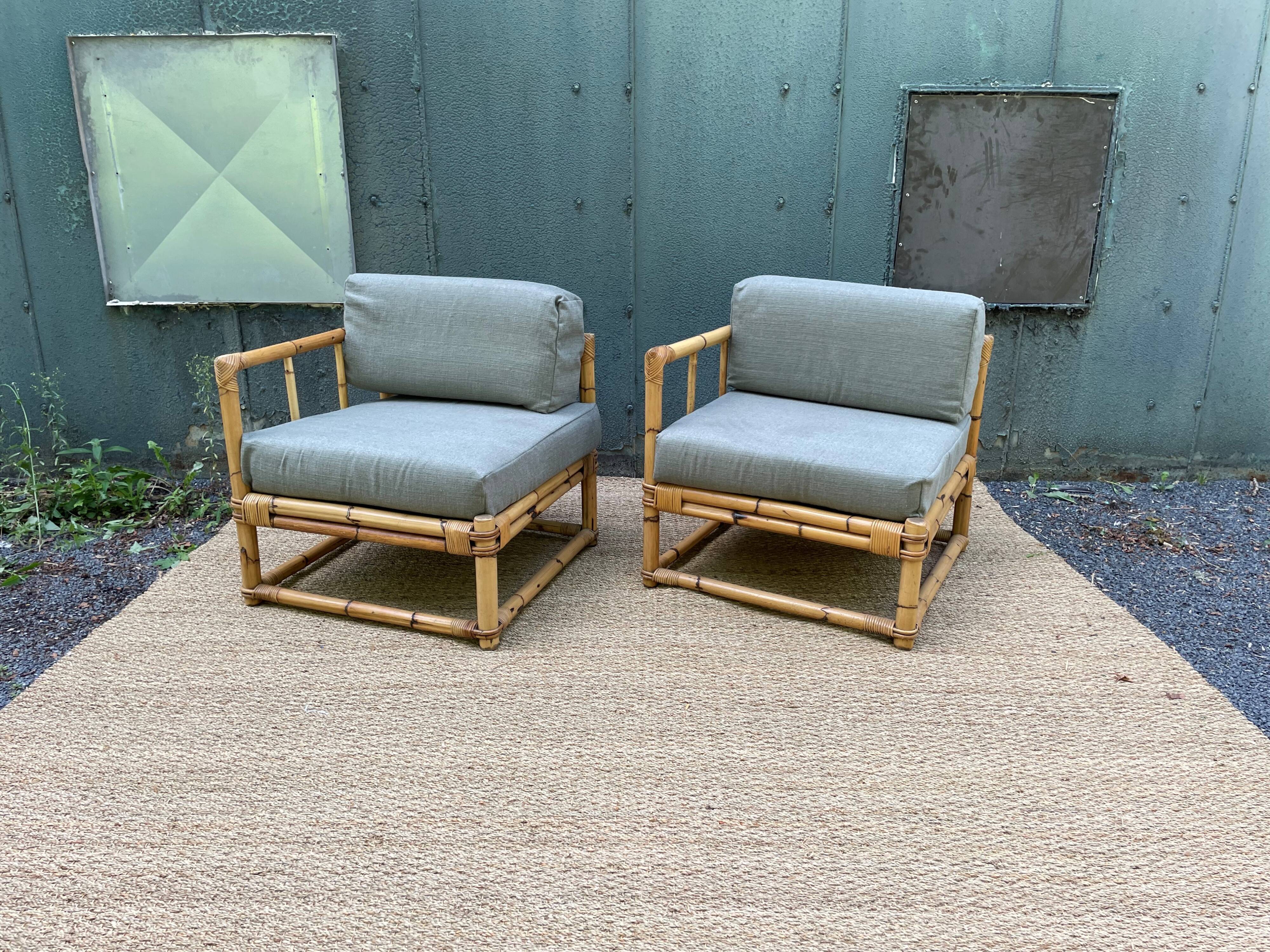 Paire de fauteuils en rotin vintage