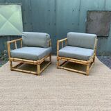 Paire de fauteuils en rotin vintage