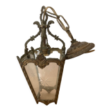 Paire de suspensions bronze et verre