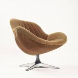 Space Age easy swivel chair green brown mohair, 1960s
