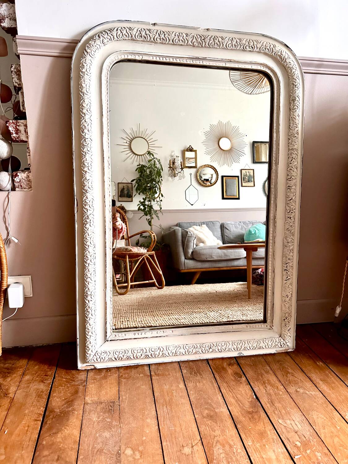 Antique Louis Philippe trumeau mirror 104 x74