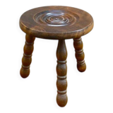 Tabouret tripode en bois tourné