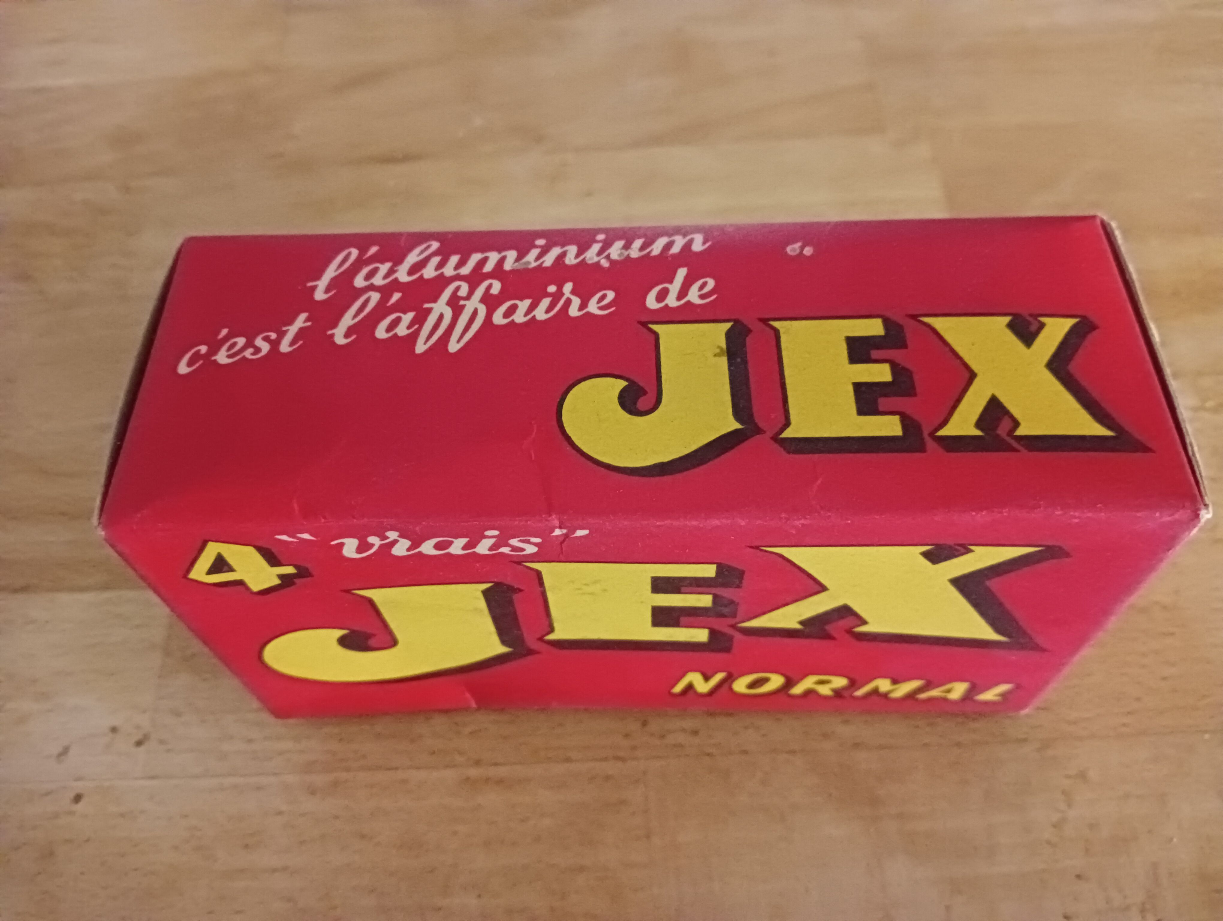 Cardboard advertising box " jex " 1950