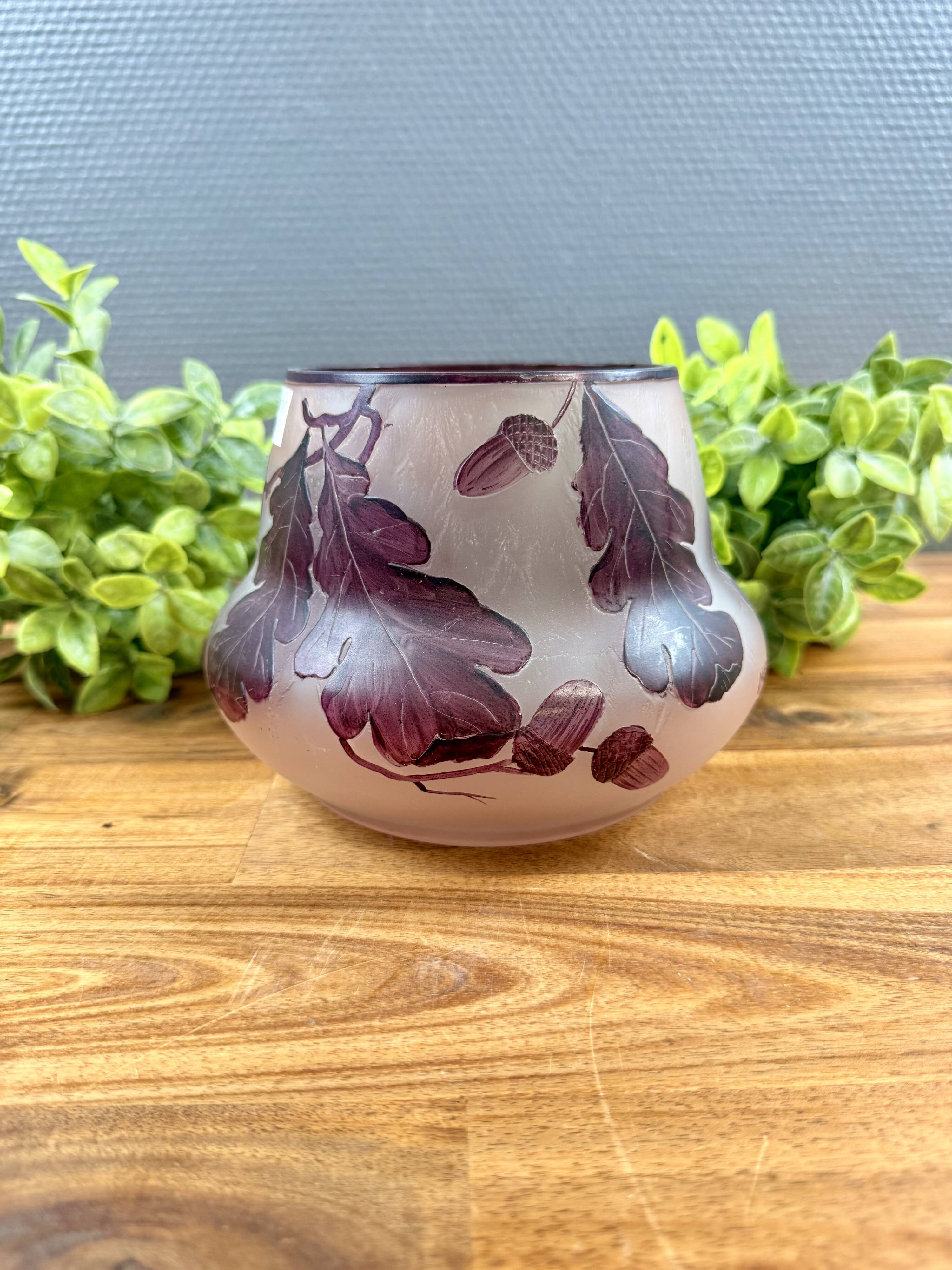 Art Nouveau glass paste vase signed Moda