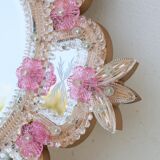 Exceptional Vintage Pink Murano Glass Wall Mirror