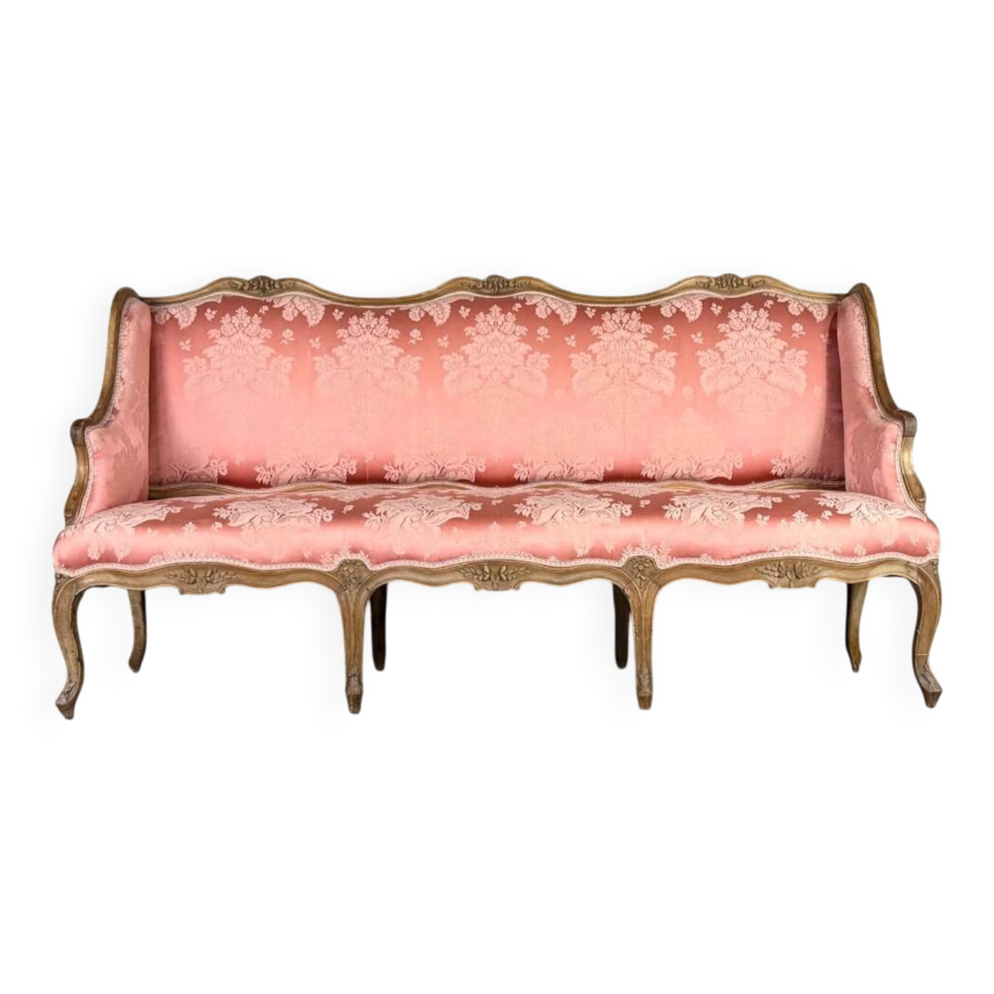 Louis XV bench in carved natural wood, 18th century