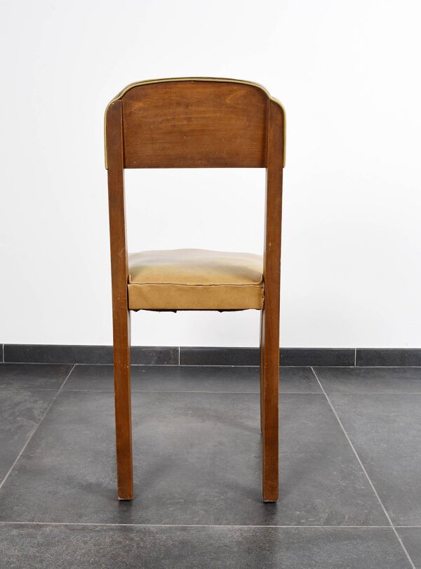 4 chaises vintage en cuir (jaune/ocre)