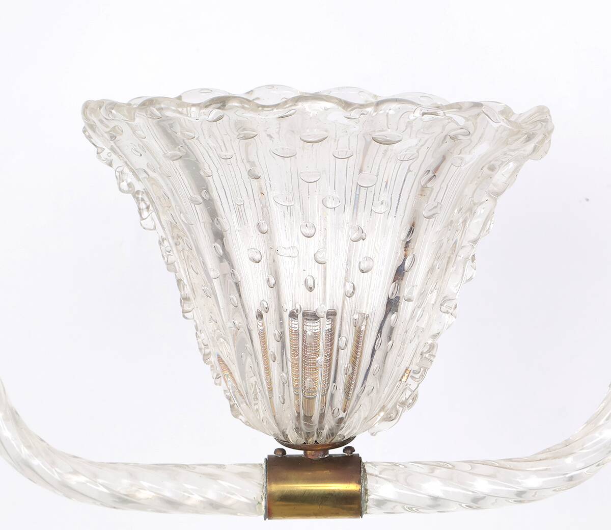 Lampe suspendue en verre de Murano vintage Barovier et Toso, années 1940.