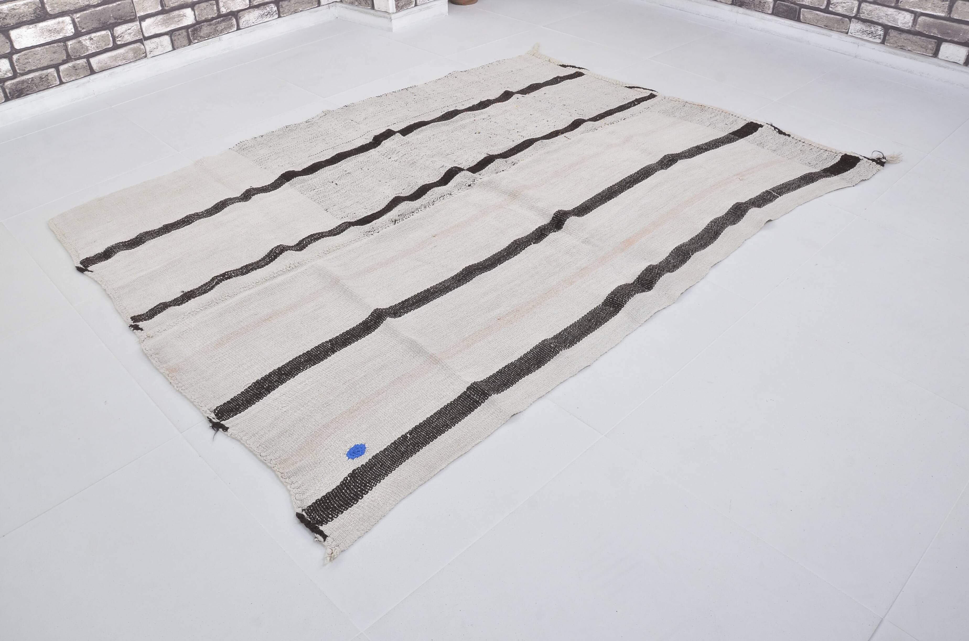 Oushak Hemp Kilim Rug with Stripes sku 3667
