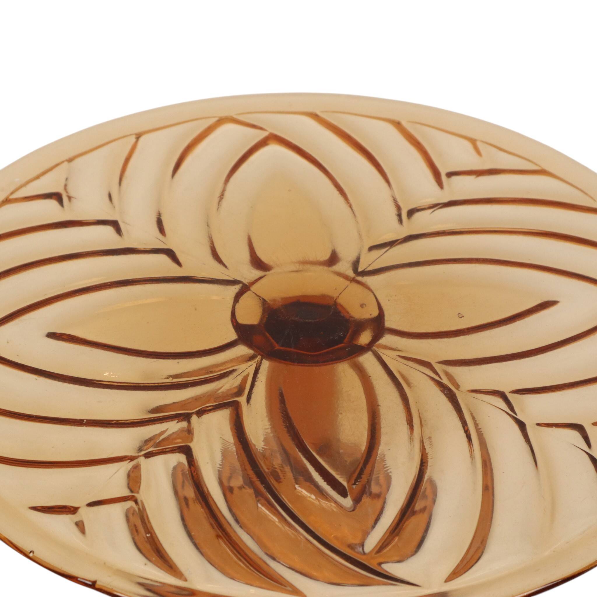 Orange Amber Art Deco Cake Plate Pastry Dish Val Saint Lambert