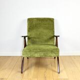 Classic armchair Var B-310 1960s vintage olive structural velvet - dark wood