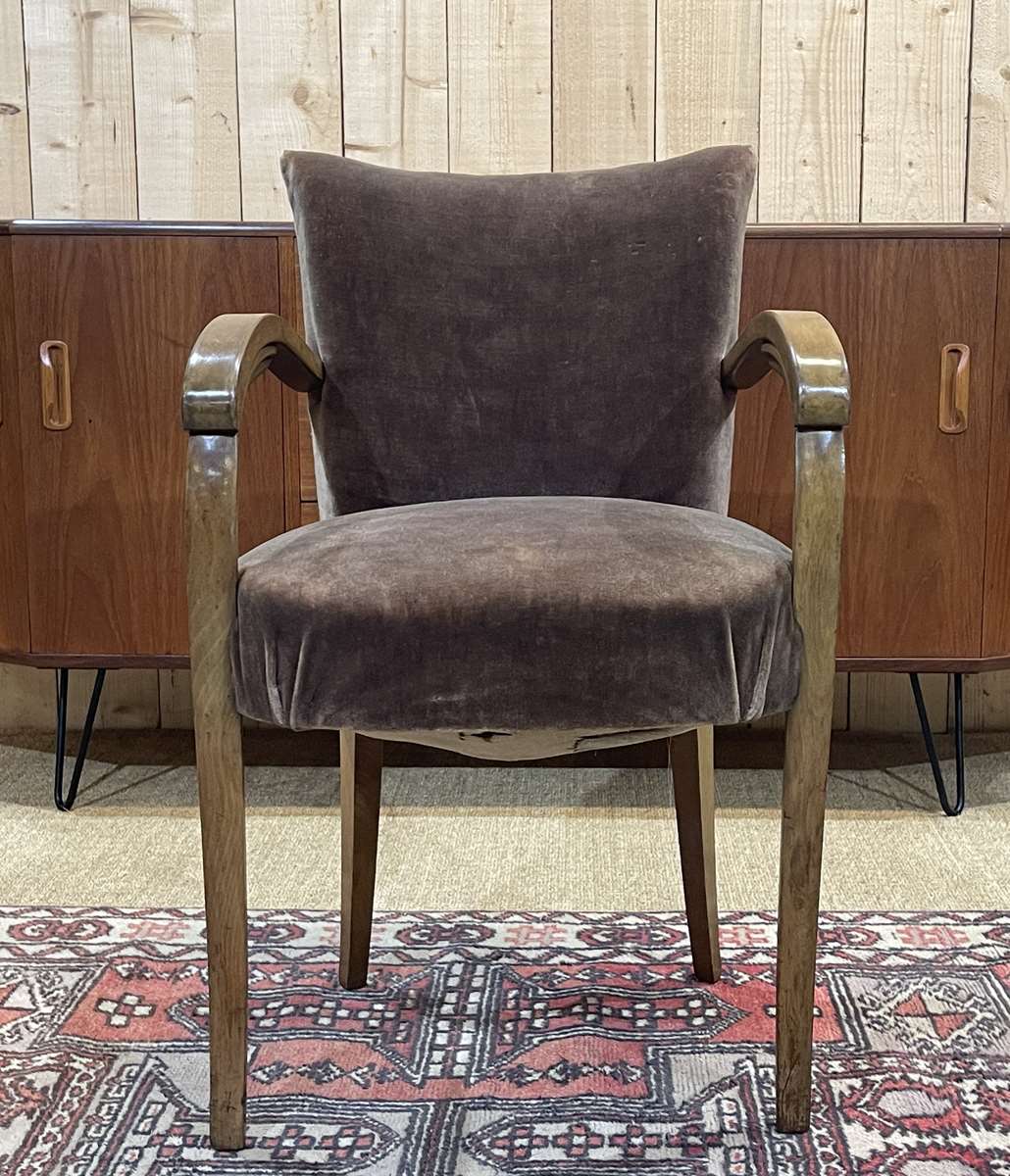 Art Deco bridge armchair in beech