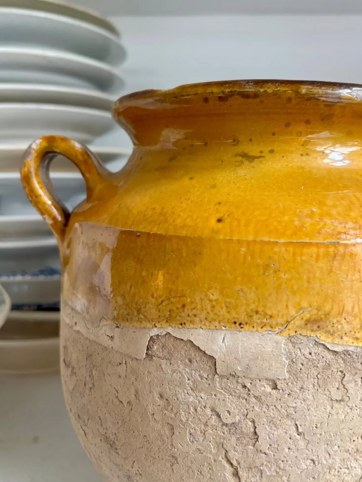 Grease pot, glazed ochre ceramic jar no. 3 - 18th century
