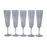 Series of 5 in fine old Crystal champagne flutes, blown mouth of the time napoleon