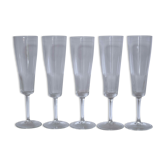 Series of 5 in fine old Crystal champagne flutes, blown mouth of the time napoleon