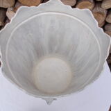 Seau pot de fleurs fer blanc vintage