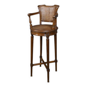 Swivel high chair in beech, Louis XVI style – 1900