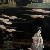 Antique Chinese bedroom screen, inlay of soapstone, jade, ivory, mother-of-pearl