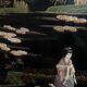Antique Chinese bedroom screen, inlay of soapstone, jade, ivory, mother-of-pearl