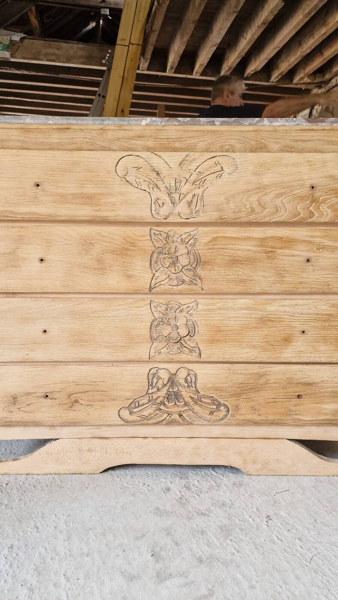 Wood and marble chest of drawers