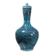 Covered vase or jar Persian glazed pottery Iznik turquoise painted vintage