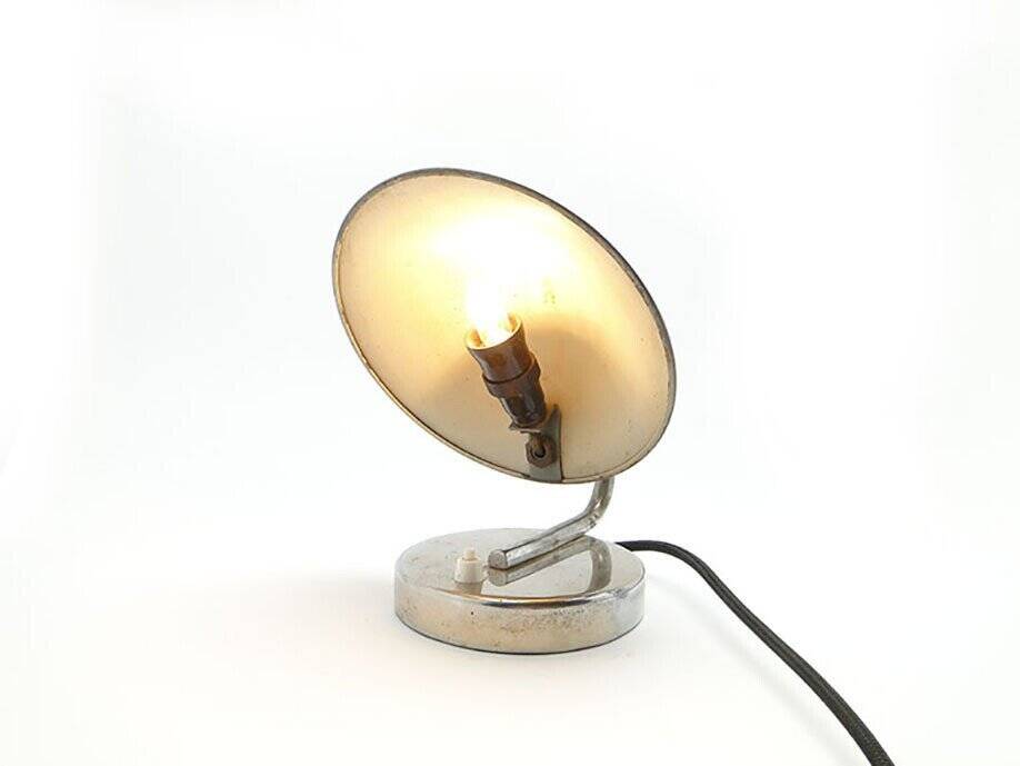 Chrome-plated metal table lamp by J. Hurka for Napako, Czechoslovakia, 1950s