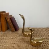 Pair of brass swans